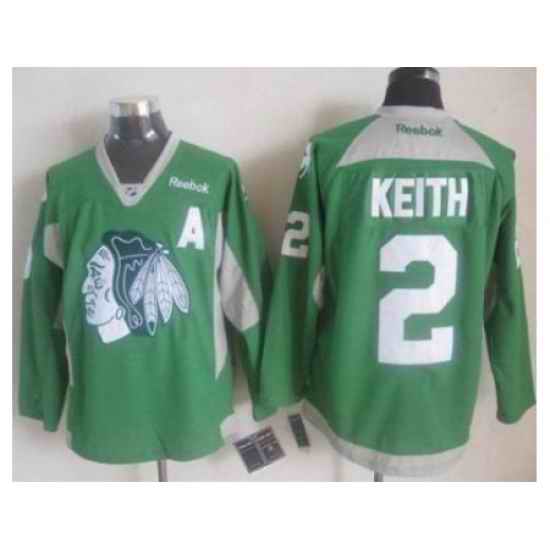 Chicago Blackhawks #2 Duncan Keith Green Practice Stitched NHL Jersey
